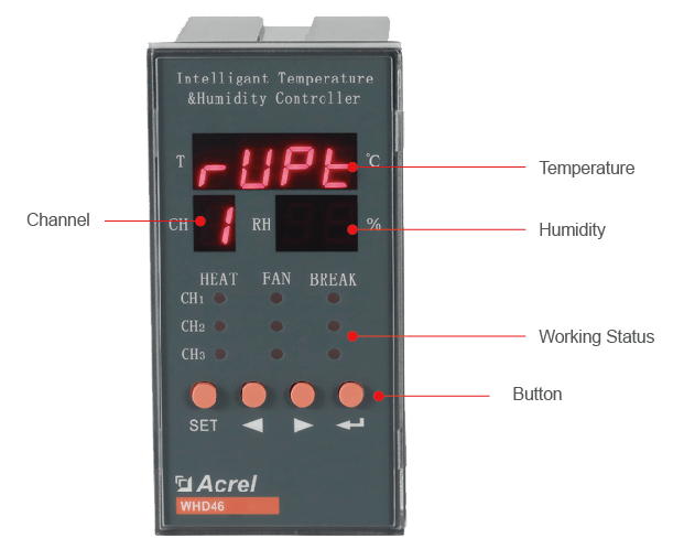 Modbus-RTU 470MHz Wireless Temperature & Humidity Controller WHD46-33