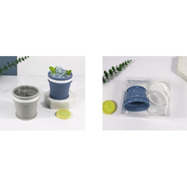 Custom Printed Logo Reusable Coffee Drinking Cup Collapsible Silicone Mugs