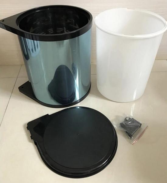 Rotate Metal Garbage Cans Stainless Steel Material Pull Out Type Water Proof