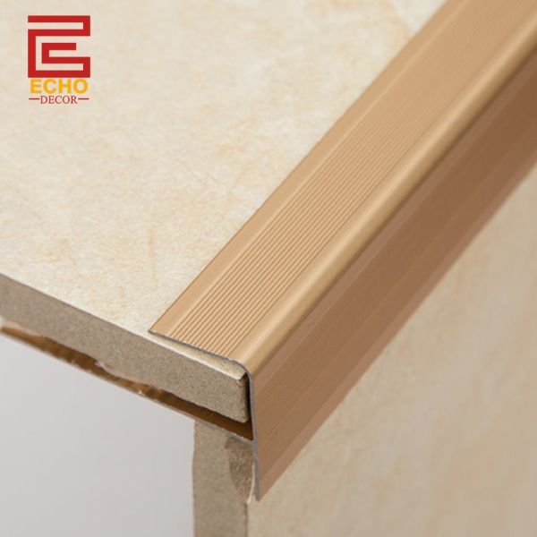 Anodized Bronze Stair Step Edge Trim Aluminium Stair Nose Molding Metal